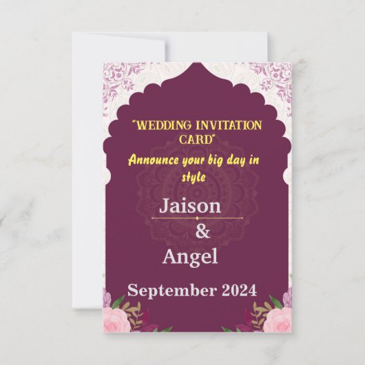 Moderne minimalistische magenta Stripe Wedding Kaart (Voorkant)