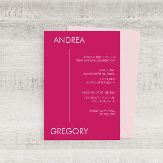 Moderne minimalistische magenta Stripe Wedding Kaart