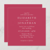 Moderne minimalistische magenta-uitnodiging voor e kaart (Voorkant / Achterkant)