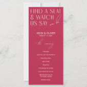 Moderne minimalistische Magenta Wedding Programma' (Voorkant)