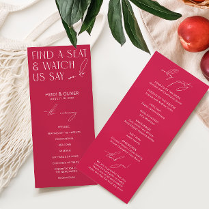 Moderne minimalistische Magenta Wedding Programma'