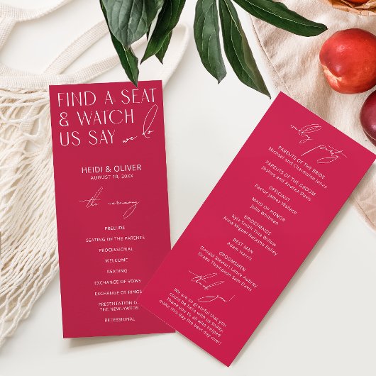 Moderne minimalistische Magenta Wedding Programma'