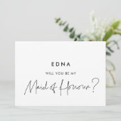 Moderne minimalistische Maid of Honor-voorstelkaar Kaart (Staand voorkant)