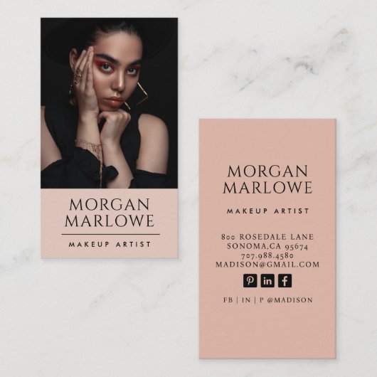 Moderne minimalistische make-up artiest foto visitekaartje (Voorkant / Achterkant)