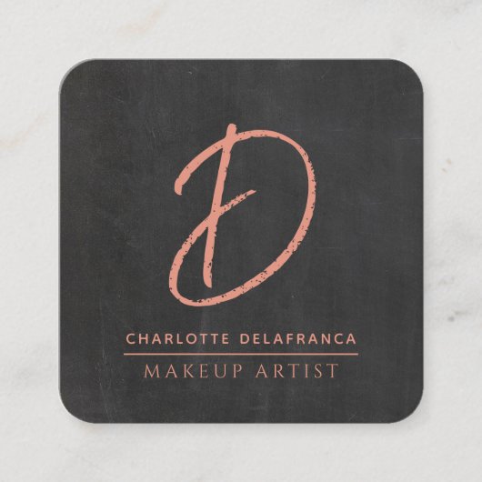 Moderne Minimalistische Make-up Artiest Monogram Z Vierkante Visitekaartje (Voorkant)