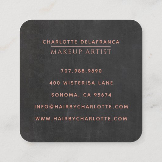 Moderne Minimalistische Make-up Artiest Monogram Z Vierkante Visitekaartje (Achterkant)