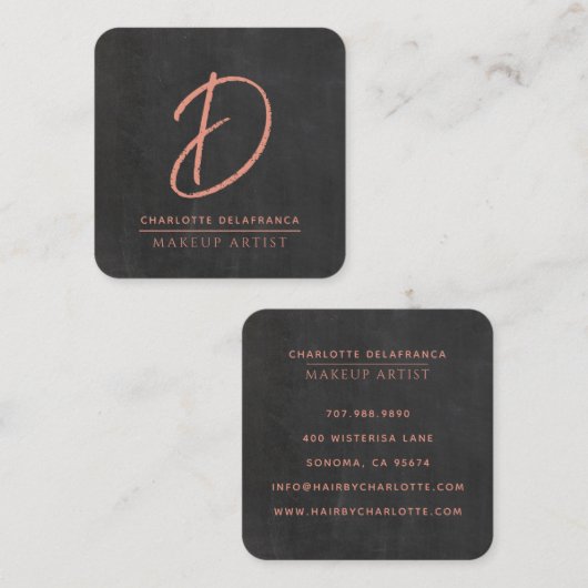 Moderne Minimalistische Make-up Artiest Monogram Z Vierkante Visitekaartje (Voorkant / Achterkant)