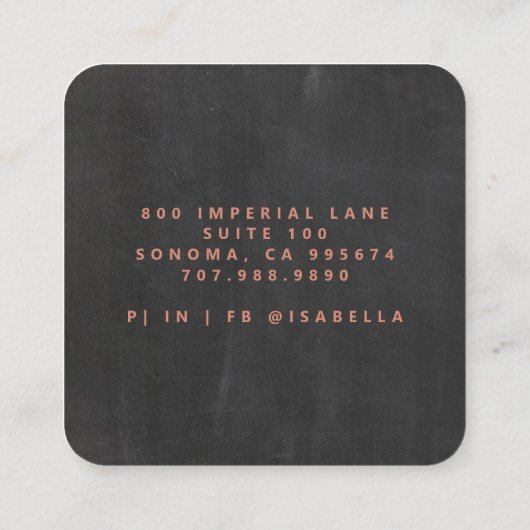 Moderne Minimalistische Make-up Artiest Script Naa Vierkante Visitekaartje (Achterkant)