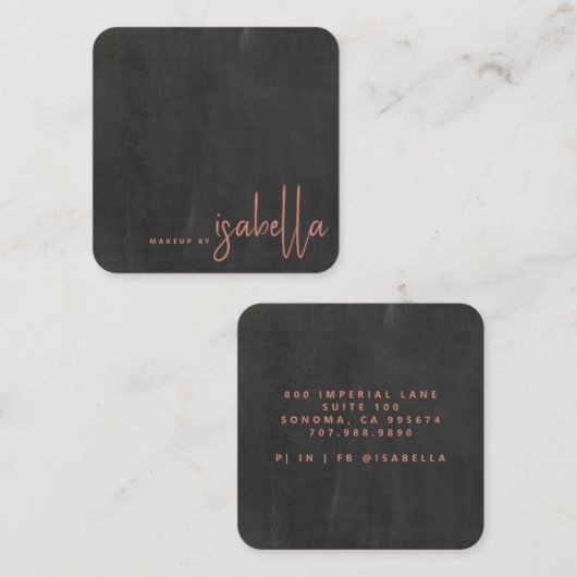 Moderne Minimalistische Make-up Artiest Script Naa Vierkante Visitekaartje (Voorkant / Achterkant)