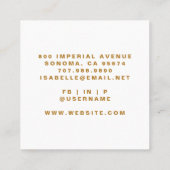 Moderne minimalistische make-up artist Gold Script Vierkante Visitekaartje (Achterkant)