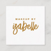 Moderne minimalistische make-up artist Gold Script Vierkante Visitekaartje (Voorkant)