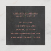 Moderne minimalistische make-up artist monogram vierkante visitekaartje (Achterkant)