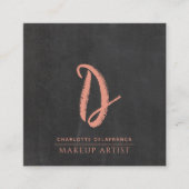 Moderne minimalistische make-up artist monogram vierkante visitekaartje (Voorkant)