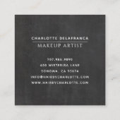 Moderne minimalistische make-up artist monogram vierkante visitekaartje (Achterkant)