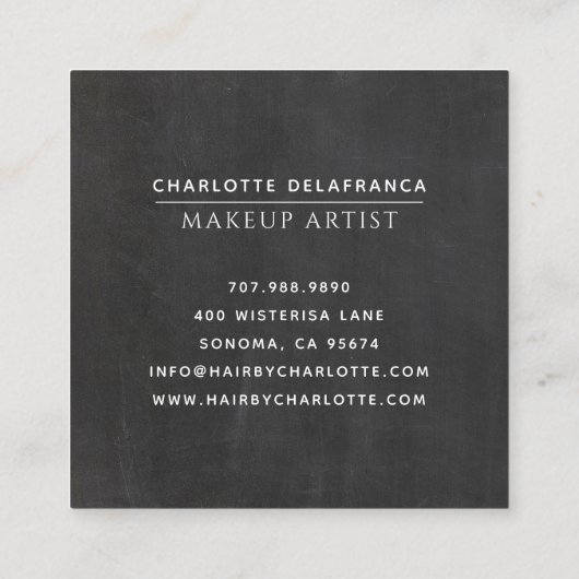 Moderne minimalistische make-up artist monogram vierkante visitekaartje (Achterkant)