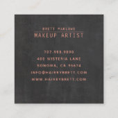 Moderne minimalistische make-up artist monogram vierkante visitekaartje (Achterkant)
