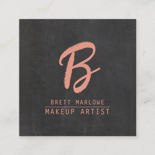 Moderne minimalistische make-up artist monogram vierkante visitekaartje (Voorkant)