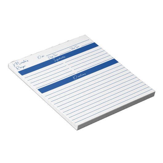 Moderne Minimalistische Manuscript Elegant Blauw O Notitieblok (Schuin)