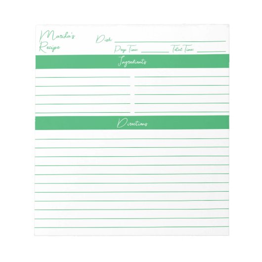 Moderne Minimalistische Manuscript Elegant Green R Notitieblok (Voorkant)