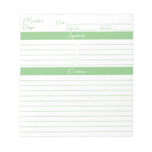 Moderne Minimalistische Manuscript Sage Green Reci Notitieblok