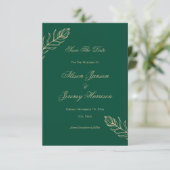 Moderne minimalistische maragineknoppen en gouden  save the date (Staand voorkant)