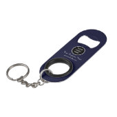 Moderne minimalistische marine blauw aangepaste lo mini flessenopener (Voorkant Gekanteld)