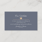 Moderne minimalistische marine blauw hart bruiloft informatiekaartje (Voorkant)