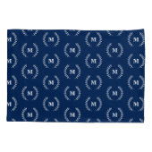 Moderne minimalistische marine blauw monogram patr kussensloop (Achterkant)