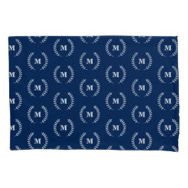 Moderne minimalistische marine blauw monogram patr kussensloop