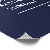 Moderne minimalistische marine blauw openingstijde poster (Hoek)