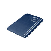 Moderne Minimalistische Marine Blauwe Monogrammed  Badmat (Gekanteld)