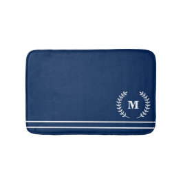 Moderne Minimalistische Marine Blauwe Monogrammed  Badmat