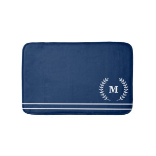 Moderne Minimalistische Marine Blauwe Monogrammed Badmat
