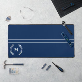 Moderne Minimalistische Marine Blauwe Monogrammed  Bureaumat