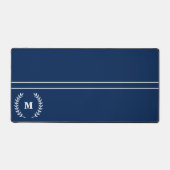 Moderne Minimalistische Marine Blauwe Monogrammed  Bureaumat (Voorkant)