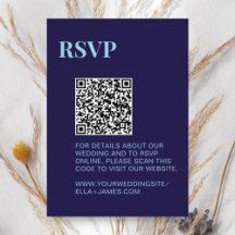 Moderne Minimalistische Marine Blauwe QR Code RSVP
