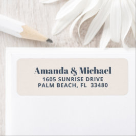 Moderne minimalistische marine Blue en Ecru Beige Etiket