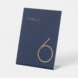 Moderne minimalistische marine en Gold Table Numbe Reclamebord Met Voetstuk