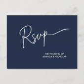 Moderne minimalistische marine en witte bruiloft R Briefkaart (Voorkant)