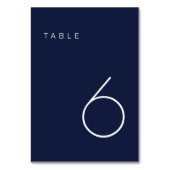 Moderne, minimalistische marine en witte tabelnumm kaart (Voorkant)