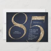 Moderne minimalistische marine gouden glitter 85e  kaart (Voorkant)