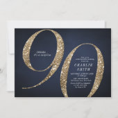 Moderne minimalistische marine gouden glitter 90e  kaart (Voorkant)