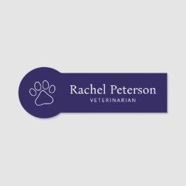 Moderne Minimalistische Marine Paw Print Veterinai Naamplaatje