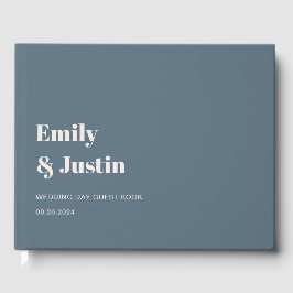 Moderne minimalistische marineblauw beige bruiloft gastenboek