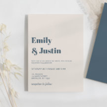 Moderne minimalistische marineblauw beige bruiloft