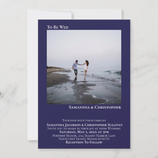 Moderne, minimalistische marineblauw Eenvoudig fot Kaart (Voorkant)