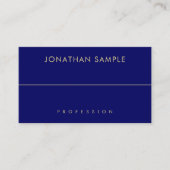 Moderne, minimalistische marineblauw goudSjabloon  Visitekaartje (Voorkant)