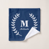Moderne minimalistische marineblauw Initiaal monog Bad Handdoek (Wasdoekje)