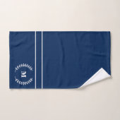 Moderne minimalistische marineblauw Initiaal monog Bad Handdoek (Handdoek)