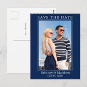 Moderne minimalistische marineblauw sparen de datu briefkaart (Voorkant / Achterkant)